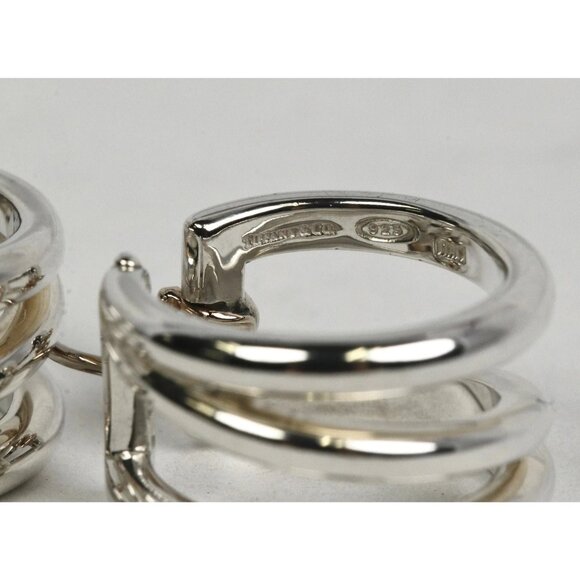 Tiffany & Co Zigzag Hoop Huggie Earrings in Sterling Silver - Picture 4 of 7